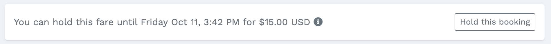 Step 2: choose Hold Your Booking and pay the $15 per person fee